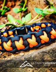 Orange and Black Cross Thread Paracord Survival Bracelet