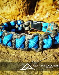 Sky Blue and Gray Cross Thread Paracord Survival Bracelet