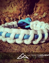 White with Sky Blue Supporter Band Paracord Survival Bracelet