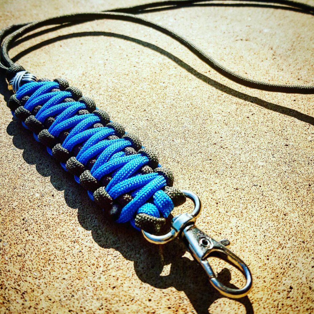 EDC Gear, Black and Blue Paracord Lanyard, Paracord Neck Lanyard