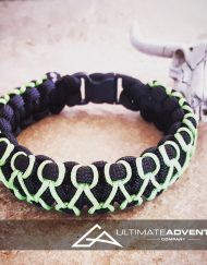 EDC Gear, Black Paracord Bracelet with Neon Green Thread, Hunting Fashion