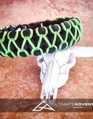 EDC Gear, Black Paracord Bracelet with Neon Green Thread, Hunting Fashion