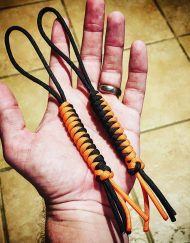 EDC Gear, Double Pack: Orange & Black Paracord Knife Lanyard, Paracord Keychain