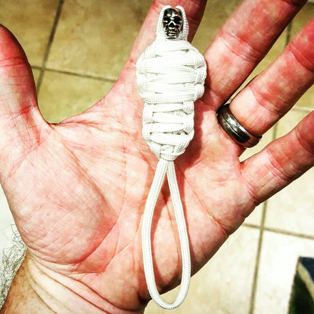 White King Tut Paracord Keychain Mummy with Skull, Paracord Zipper Pull, EDC Gear